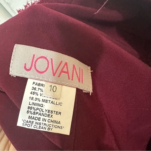 Jovani Metallic Lace V-Neck Elbow-Sleeve Gown size 10 - Picture 6 of 8